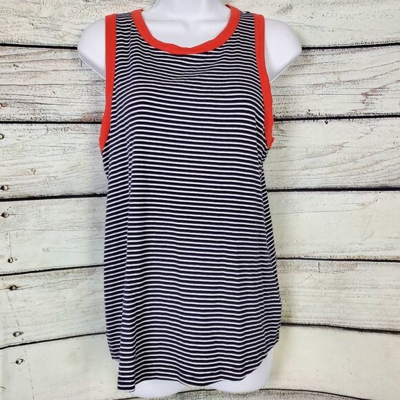 Old Navy Navy Stripe Sleeveless Tank Top Women’s Large Red Trim - Picture 1 of 6